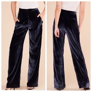 Reformation Blue Velvet 'Jones Pant' US 2